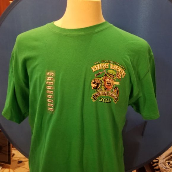 NWOT Green 2021 80th Anniv Bike Week Tshirt St. Patty's Day LG - Picture 3 of 5